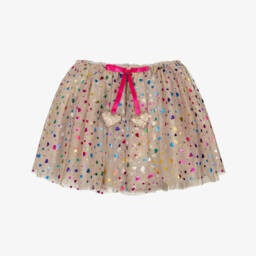 Mimi & Lula-تنورة توتو تول لون بيج بقلوب متعددة الألوان للبنات | Childrensalon