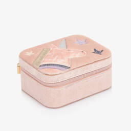 Girls Pale Pink Velvet Unicorn Jewellery Box (15cm)