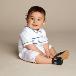 Mini-la-Mode-Baby Boys White Pima Cotton Shortie | Childrensalon