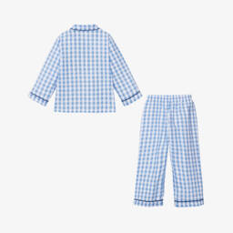 Mini Lunn-Бело-голубая пижама из хлопка с машинками | Childrensalon