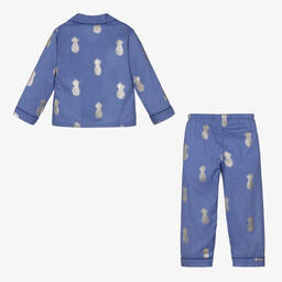Mini Lunn-Girls Blue Cotton Pineapple Pyjamas | Childrensalon