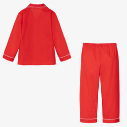 Mini Lunn-Girls Red Festive Cotton Pyjamas | Childrensalon