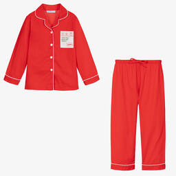 Mini Lunn-Girls Red Festive Cotton Pyjamas | Childrensalon