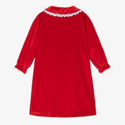 Mini Lunn-Girls Red Velour Smocked Dressing Gown | Childrensalon