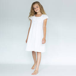 Mini Lunn-Girls White Cotton Nightdress | Childrensalon