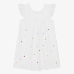 Mini Lunn-قميص نوم قطن لون أبيض للبنات | Childrensalon