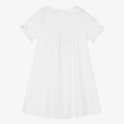 Mini Lunn-قميص نوم قطن لون أبيض للبنات | Childrensalon