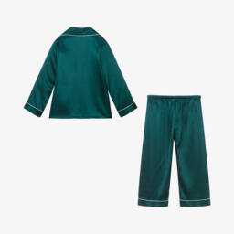Mini Lunn-Green Girls Satin Pyjamas | Childrensalon