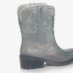 Mini Melissa-Girl Glittery Grey Blue Jelly Cowboy Boots | Childrensalon