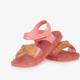 Mini Melissa-Girls Glittery Pink Butterfly Jelly Sandals | Childrensalon