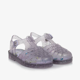 Mini Melissa Girls Purple Star Glitter Jelly Sandals Childrensalon