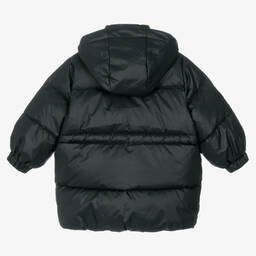 Mini Rodini-معطف بافر هودي لون أسود | Childrensalon