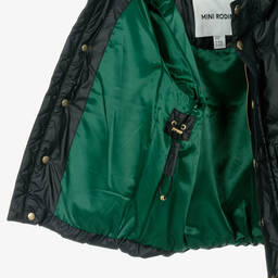 Mini Rodini-معطف بافر هودي لون أسود | Childrensalon