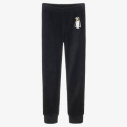 Black Microfleece Joggers with Penguin Patch