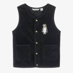 Black Microfleece Waistcoat with Penguin Patch