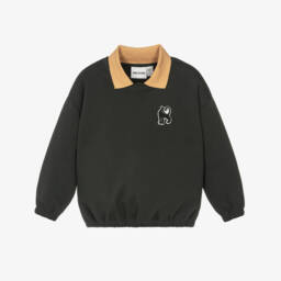 Свитшот черный из органического хлопка с воротником и нашивкой пантеры