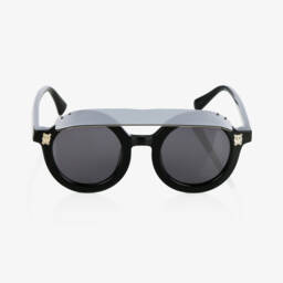 Mini Rodini-Black Round Visor Sunglasses | Childrensalon