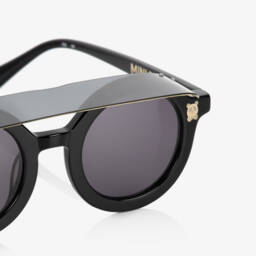 Mini Rodini-Black Round Visor Sunglasses | Childrensalon
