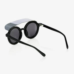 Mini Rodini-Black Round Visor Sunglasses | Childrensalon
