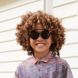 Mini Rodini-Black Round Visor Sunglasses | Childrensalon