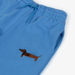 Mini Rodini-Blue Organic Cotton Joggers with Dog Motif | Childrensalon