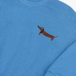 Mini Rodini-Blue Organic Cotton Sweatshirt with Dog Motif | Childrensalon
