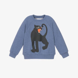 Blue Panther Print Organic Cotton Sweatshirt