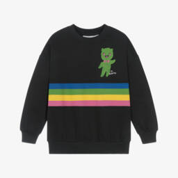 Boys Black Organic Cotton Alien & Rainbow Print Sweatshirt
