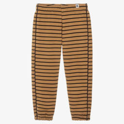 Boys Brown Striped Joggers in Organic Cotton