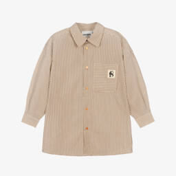 Boys Brown Striped Organic Cotton Shirt 