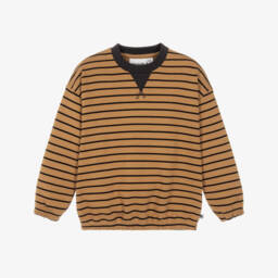Boys Brown Striped Sweatshirt in Organic Cotton