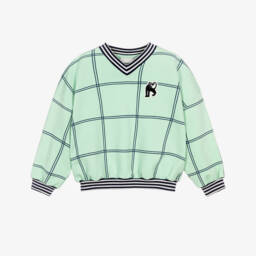 Boys Green Organic Cotton Sweatshirt with V-Neck