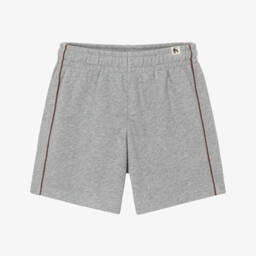 Boys Grey Marl Jersey Shorts with Brown Piping