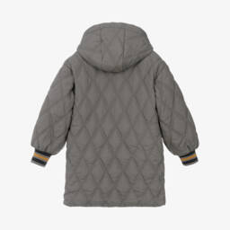 Mini Rodini-Boys Grey Water-Repellent Quilted Parka Coat | Childrensalon