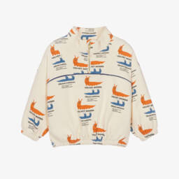 Boys Ivory Cotton Sweatshirt with Worm Graphics
