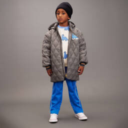 Mini Rodini-Boys Ivory Organic Cotton Sweatshirt with Blue Dino Print | Childrensalon