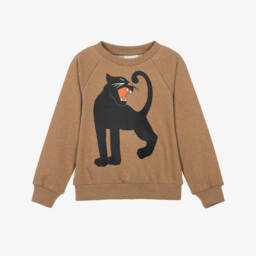Boys Sand Brown Sweatshirt with Panther Print 