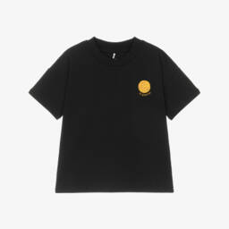 Girls Black Organic Cotton Planet Logo T-Shirt