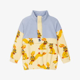 Girls Blue & Yellow Rabbit Print Fleece Sweatshirt