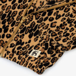 Mini Rodini-توب فليس بسحاب ونقشة الفهد لون بني للبنات | Childrensalon