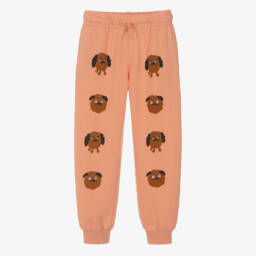 Mini Rodini-Girls Coral Pink Organic Cotton Sweatshirt with Dog Motifs | Childrensalon