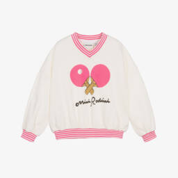 Girls Ivory Organic Cotton Table Tennis Sweatshirt