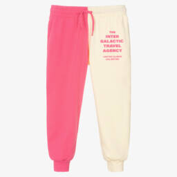 Брюки кремово-розовые из органического хлопка для девочек