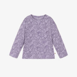 توب بطبعة فهد قطن عضوي لون بنفسجي ليلاك للبنات