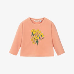 توب فليس مزين بالورود لون زهري للبنات