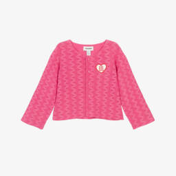 Girls Pink Zigzag Lace Knit Cardigan 