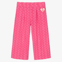 Girls Pink Zigzag Lace Knit Trousers