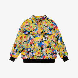 سويتشيرت بنقشة ورود ورقعة شعار لون أصفر للبنات