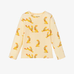 Girls Yellow Rabbit Print Jersey Top