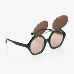 Mini Rodini-Green Flip-Up Tinted Sunglasses | Childrensalon
